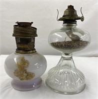 2 Decorative Glass Hurricane Lamps, No Shipping,