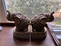 Vintage Pair of Resin Elephant Book Ends
