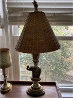 Vintage Elephant & Palm Tabletop Lamp
