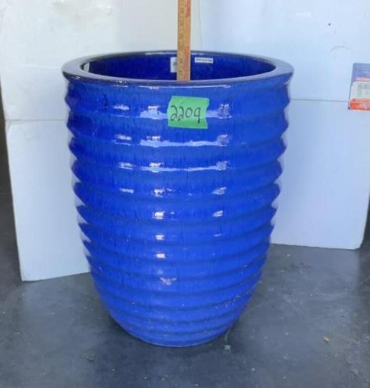 Large blue pottery planter