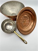 Copper Colanders and Large Ladle