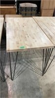 Matching 48 x 25 x 30 wood table, iron legs
