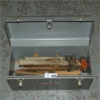 Metal Toolbox & Assorted Hammers