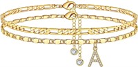 14k Gold-pl. .50ct White Topaz Initial "a" Ankle