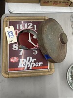 Dr Pepper Wall Clock 14" x 17" & Metal Strainer