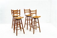Set of (4) Wooden Bar Stool Chairs