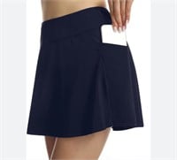 Sz S swim skirt with short and pocket navy blue