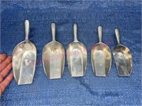 (5) Vtg Germany cast aluminum scoops