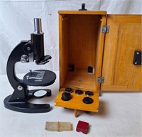 Microscope XSC-04, Russian? w/Wood Box
