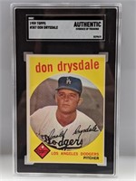 1959 Topps Don Drysdale #387 SGC AU Trimmed