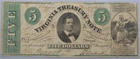 1862 $5 Virginia Treasury Note