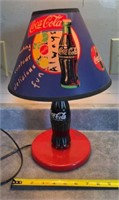 16in Coca-Cola lamp. Working small crack in shade