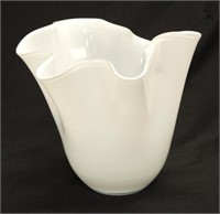 Venini Murano glass white handkerchief vase