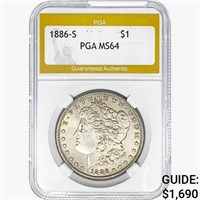1886-S Morgan Silver Dollar PGA MS64