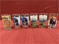 6 Kentucky Derby Mint Julep Glasses:  1974