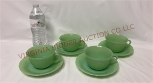 Jadeite Alice Cups & Saucers - Circle Bottom