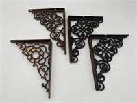 4 Ornate Cast Iron Shelf Brackets - 2 Are