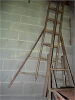 3 Wood Ladders (2 for fruit picking) show wear