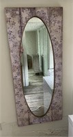 Distressed Lavender Floral Print Wall Mirror