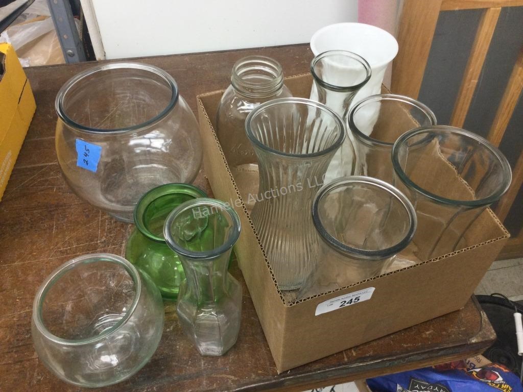 Glass vases and jar