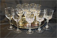 Lot of Stemware & Siilver Serving Tray
