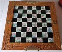 Vtg. Asian Hand Carved Chess Board (no pieces)