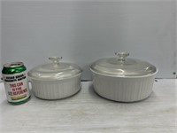 Corningware French white stoneware two bowls with