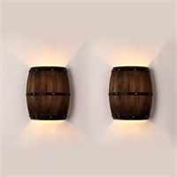 Newrays Wood Barrel Wall Sconce Lights  2-Pack