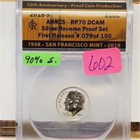 ANACS 2018-S RP70 DCAM 90% Silv Roos Dime 10 Cents