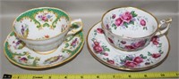 (2) China Cup & Saucers Sets: Grosvenor Rutland+