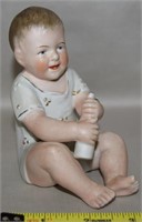 Antique German Painted Bisque Piano Baby Figure