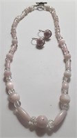 PINK COLOR NECKLACE WITH EARRRINGS
