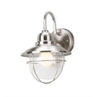 11.7 in. 1-Light Brushed Nickel Outdoor Cottage Wa