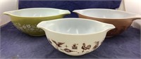 3 Nesting Pyrex Bowls of Different Patterns