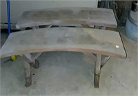 2 wooden benches, were for round picnic table