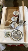 Coffee mugs, decorative plates