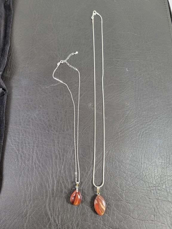 2 Sterling Stone Necklaces