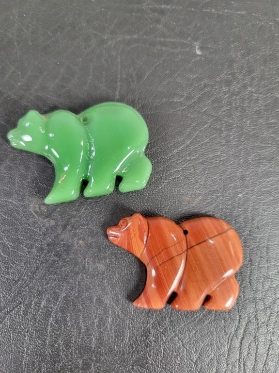 2 Stone Bear Pendants