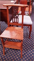 Vintage chair with reticulated back, seat lifts