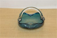 BLUE WITH SILVER FLAKE INFUSED GLASS BASKET