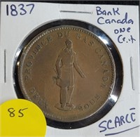 1837 BANK OF CANADA ONE PENNY COIN