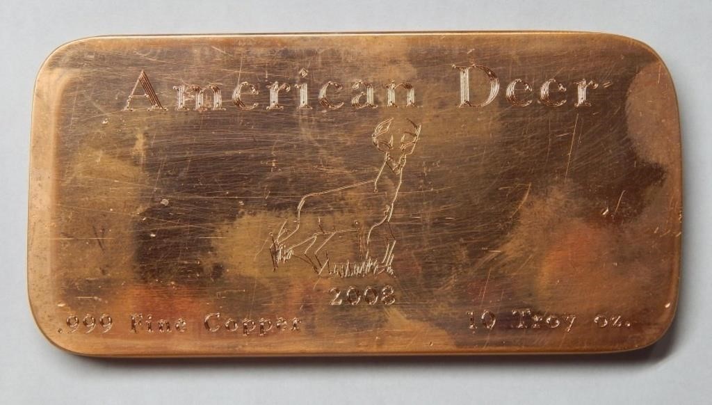 American Deer 10 Troy Ounce Copper Bar