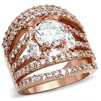 Rose Gold Pl. Round 1.28ct White Sapphire Ring