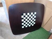 Metal Frame Vintage Checker Top Card Table -