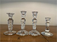 Lot of 4 Lead Crystal Candlesticks