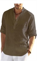 $40(L) Men's Casual Long Sleeve Henley Shirt