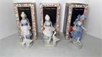 (3) COUNTRY MAIDEN FINE PORCELAIN FIGURINES