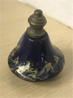 Art Deco Perfume Bottle Navy Blue & Gold Figures