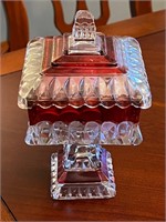 VINTAGE WESTMORLAND GLASS WEDDING BOX PEDESTAL