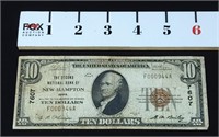 1929 2nd Nat'l Bank, New Hampton IA $10.00 Note